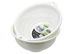 日本製 -  隔水筲箕 Plastic Colander Sieve White