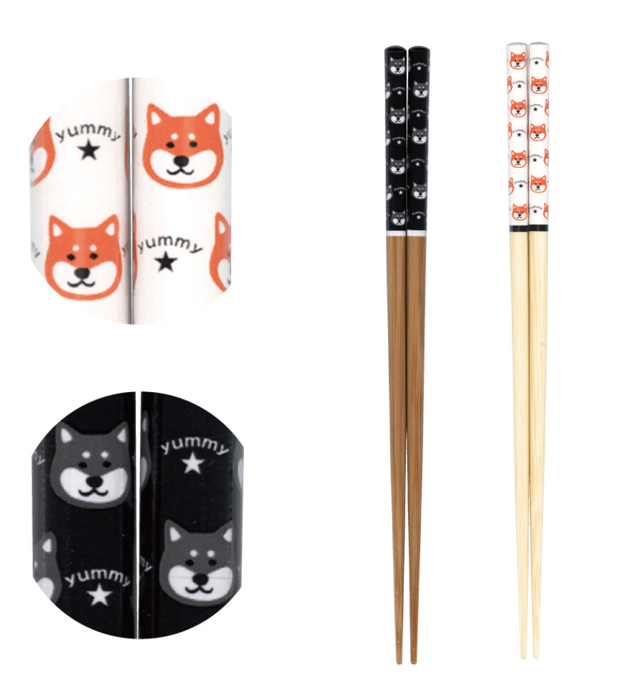 日本製 - 柴犬圖案筷子22.5cm（兩對裝） Shiba Inu Bamboo Chopsticks (Two pairs a set) - 22.5cm