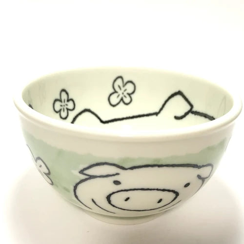 日本製 - 三葉草豬 【美濃燒】飯碗 Made in Japan - Clover Pig  [Minoyaki] Rice Bowl