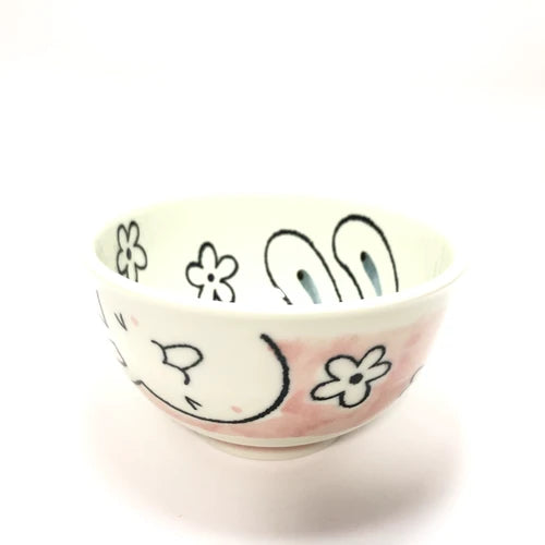 日本製 - 花兔【美濃燒】飯碗  Made in Japan - Flower Rabbit [Minoyaki] Rice Bowl