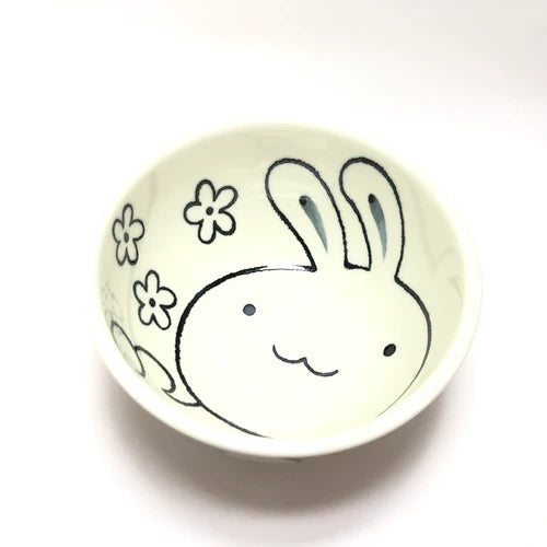 日本製 - 花兔【美濃燒】飯碗  Made in Japan - Flower Rabbit [Minoyaki] Rice Bowl