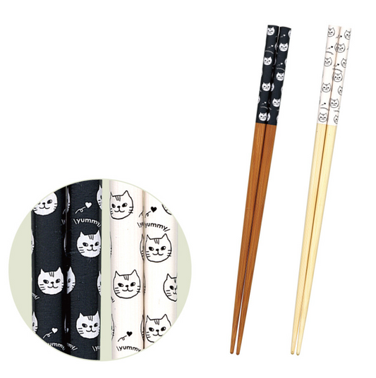 日本製 - 貓圖案筷子22.5cm（兩對裝）Minette Chopsticks (Two pairs a set) - 22.5cm