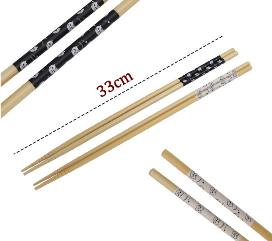 日本製 - 貓圖案特長筷子33cm（兩對裝） Saibashi Minette Chopsticks (Two pairs a set) - 33cm