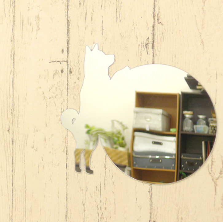 柴犬丸形剪影鏡 Coconimo Mirror (silhouette in Shiba Dog with ball)