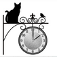 貼紙型剪影牆鐘 (貓和鳥) Wall Clock Sticker - Gusset Cat