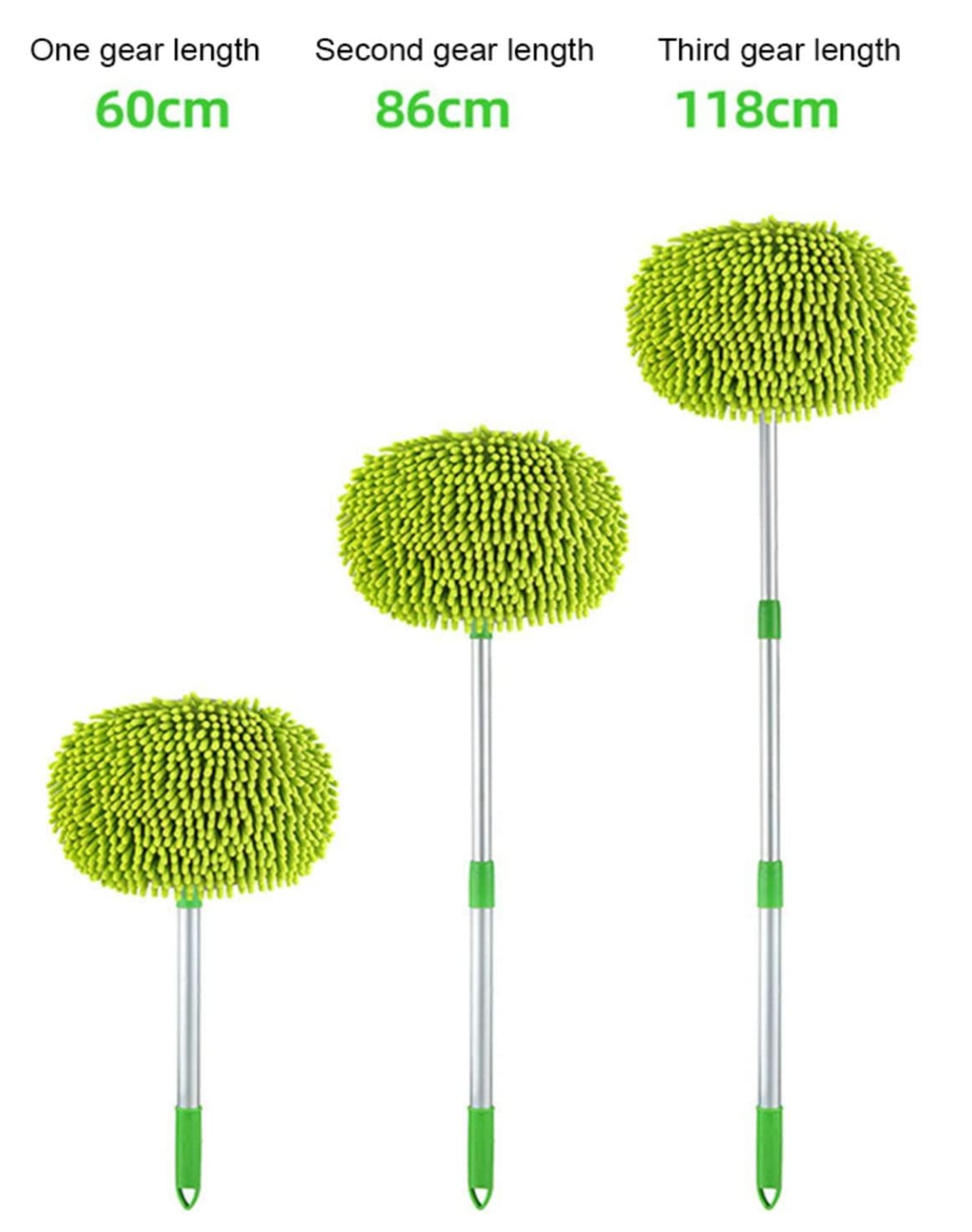 Car Wash Brush Mop Cleaning Tool with Long Handle Kit - Green