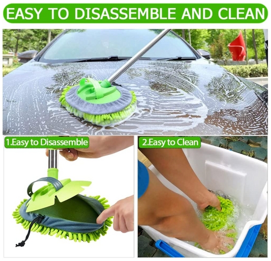 Car Wash Brush Mop Cleaning Tool with Long Handle Kit - Green