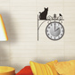 貼紙型剪影牆鐘 (貓和鳥) Wall Clock Sticker - Gusset Cat